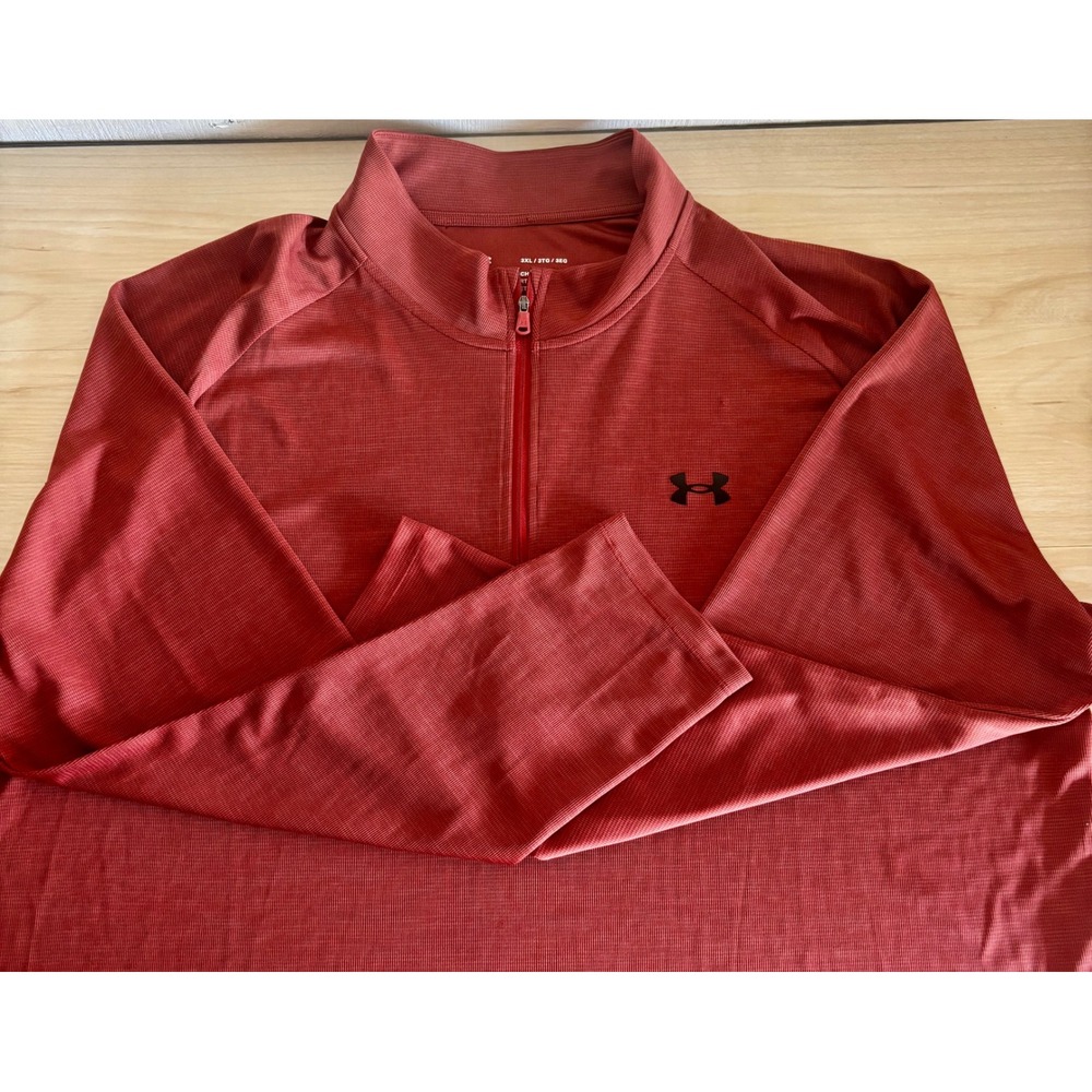 Under Armour Mens 3XL Tech Tee 1/4 Zip Pullover Red Heather Athletic Shirt Loose